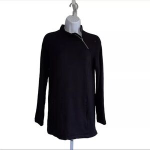 Soma Black Fleece Zip Shoulder Lounge Yoga Jacket Size Small Pockets